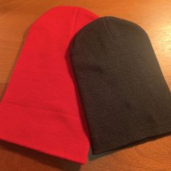 Pair Of Red & Black Beanies