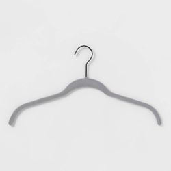 NEW! 10 BRIGHTROOM Non-Slip Gray Flocked Velvet Shirt Hangers, w/ Black Hook...3 Available 