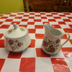 SUGAR BOWL SET DOLPHIN FINE CHINA