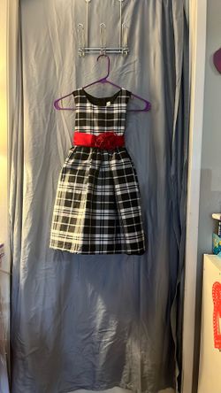 Girls Black And White Checkered Dress