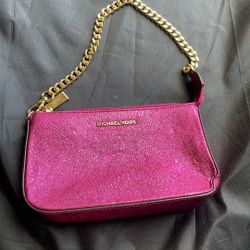 Michael Kors Travel Hot Pink Gold Chain Pochette