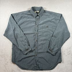 Tommy Bahama Shirt Mens L Green Silk Pocket Button Up Plaid Long Sleeve #2479