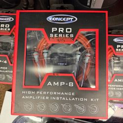 Concept Pro 8 gauge Amplifier Installation Kit for $35. Brand new kit with power cable, ground cable, speaker wire, RCA cables and remote wire. Locate
