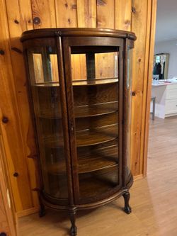 Antique Oak Bow-Front China Cabinet — Project Piece
