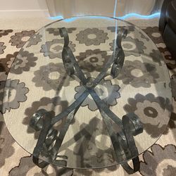 Lovely Beveled Glass & Metal Oval Coffee Table