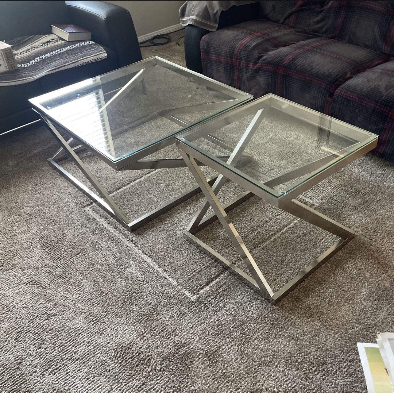 Glass Coffee And End Table
