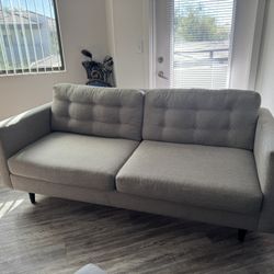 Grey Love Seat w/ Ottoman