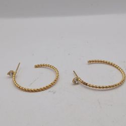 Anthropologie Twisted Crystal Hoop Huggie Earrings
