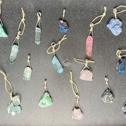 Lot of 20+ Hand Wire-Wrapped Raw Crystal Pendants for Jewelry Making