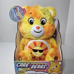 Care Bears 12" Funshine Bear Super Soft Material - Bracelet Included - New