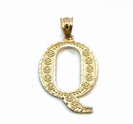 Men’s Or Woman’s 10k Yellow Gold 1.25” Inch Initial Q Pendant For Necklace GP3093151