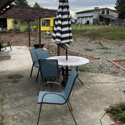 Patio Furniture Table And 6 Chair Set With Umbrella