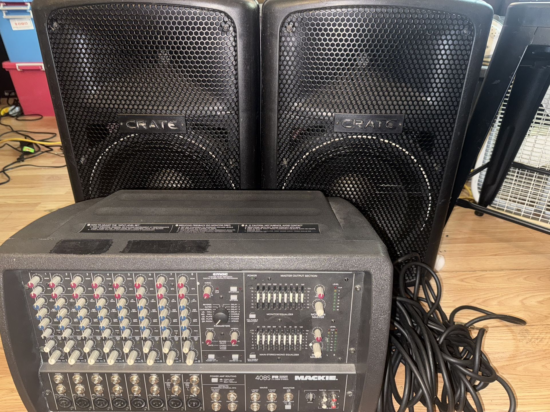 Mackie 408S FR Series and 2 Crate Audio PSM12 Passive Speakers