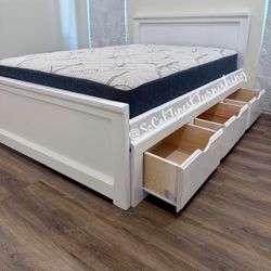 Full Bed And Mattress With Drawers 