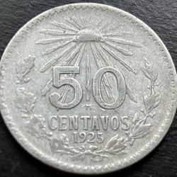 50 centavos 1925. Coin Of Mexico 