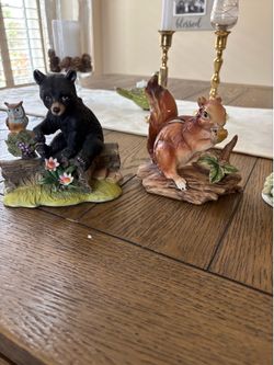 Vintage ceramic forest animals and acorns