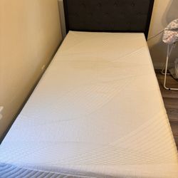 Twin Bed Frame + Memory Foam Mattress – Excellent Condition