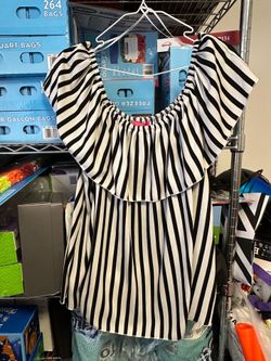 Black and White Striped Off-Shoulder Dress