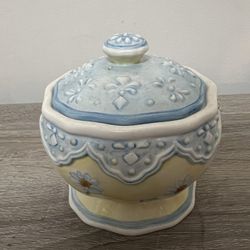 Vintage Block Daisy Chains Sugar Bowl With Lid