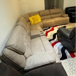 Labor Day sale now. Alejandra beige reclining sectional only $1499. Easy finance option. Same day delivery.
