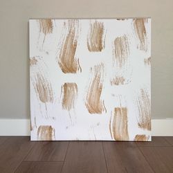 36x36 EXTRA LARGE Modern White And Gold Brushed Canvas Wall Art