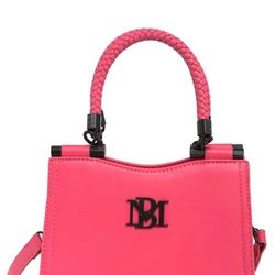 Badgley Mischka Small Braid Trim Convertible Top-Handle Bag Hot Pink