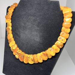 Vintage Baltic Amber Cognac Egg Yolk Collar Necklace 21”