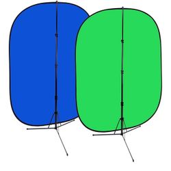 Fotodiox 5’x7’ Collapsible Backdrop Kit With Stand Support-green + blue
