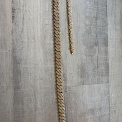 Adamans Mossianite 20” 20mm Monaco chain (gold) + Tennis bracelet (gold)