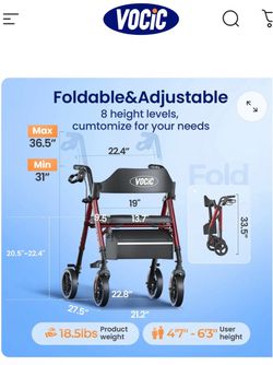VOCIC Z21 Lightweight Rollator Walker