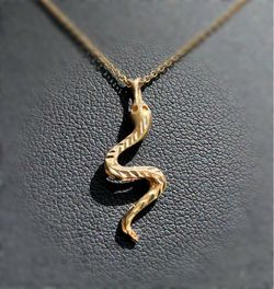 Jewelry 14k Solid Yellow Gold Cute Snake 🐍 Pendant Charm