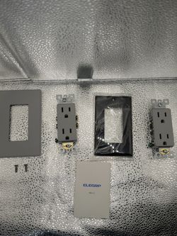 ELEGRP Matte Gray Decorator Wall Outlets with Wall Plates