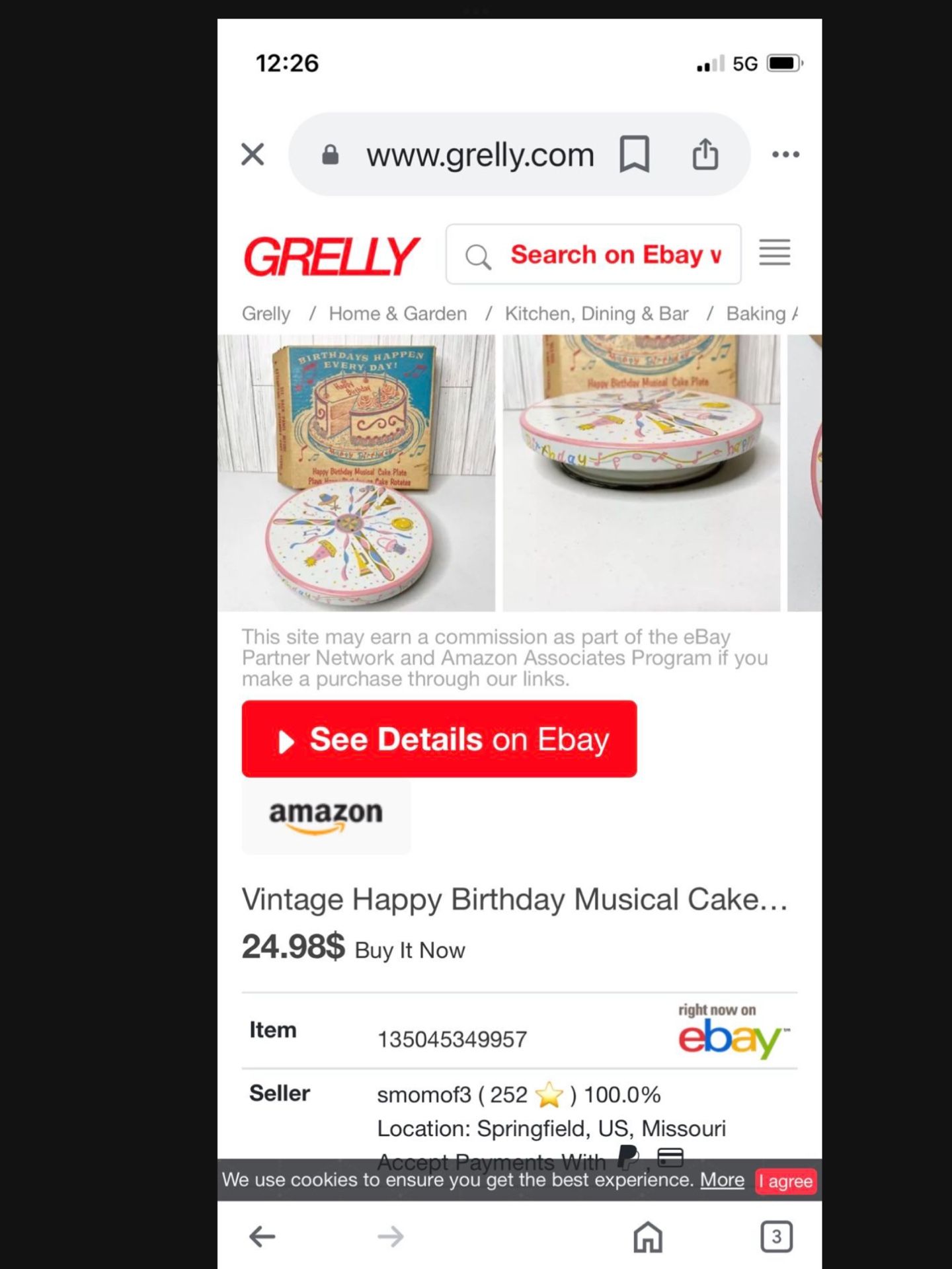 🎉Vintage 🎉 Happy Birthday Music Cake Stand 🎁 New In Box 🎁
