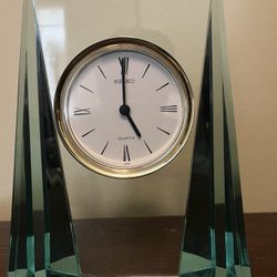 Vintage Seiko Aqua Glass Mantel Clock - Neo-Deco Postmodern Design (Tested)