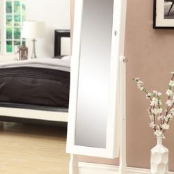 White Mirrored Jewelry Cabinet