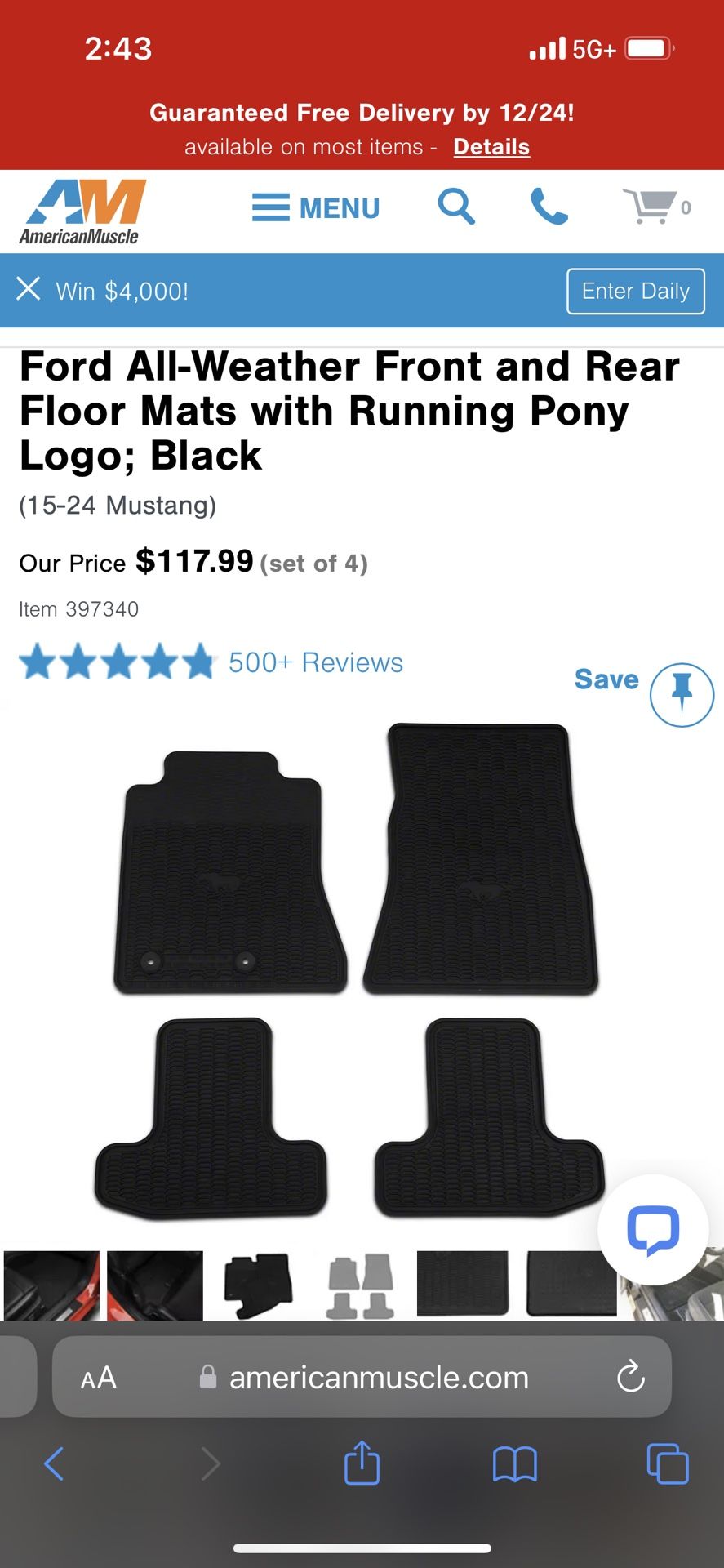 Ford Mustang All-Weather Front and Rear Floor