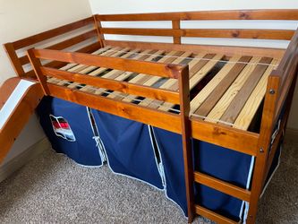Donco Kids Twin Tent Loft Bed with Slide Finish