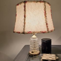 Crystal Table Lamp with Floral Trim Lamp Shade