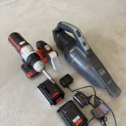 Cordless Drill, Vacuum and Shop Light
