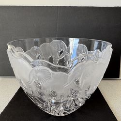 Lenox Parade of Crystal Elephants 9" Bowl Satin Frosted Elephants