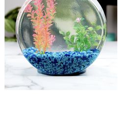 Fish Bowl with Colorful Rocks And Skimmer