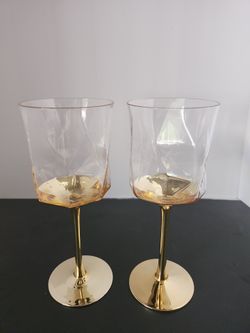 Luxe Habitat Gold Stem Geometric Wine Glasses