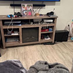 Grey Wash Fireplace Tv Stand 