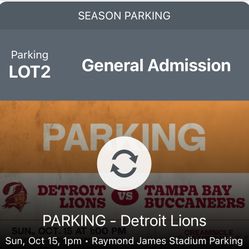 Buccaneers Vs Detroit Lions PARKING