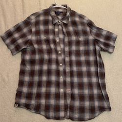 Large Brown Plaid Button Up