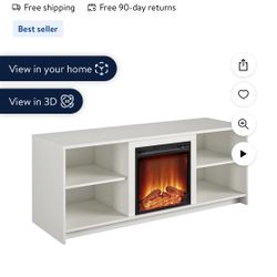 Tv Stand W Fireplace-White-Mainstays