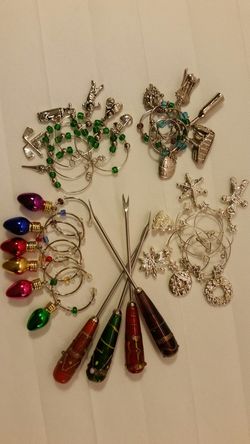 Lot of five (5) Separate Entertainment Themed Christmas, Sports and Wine Charms