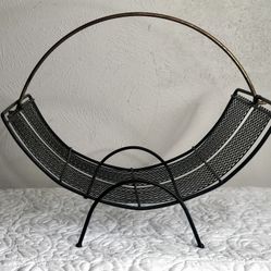Vintage Mid-Century Modern Mesh Log Holder - Atomic Era Fireplace Rack