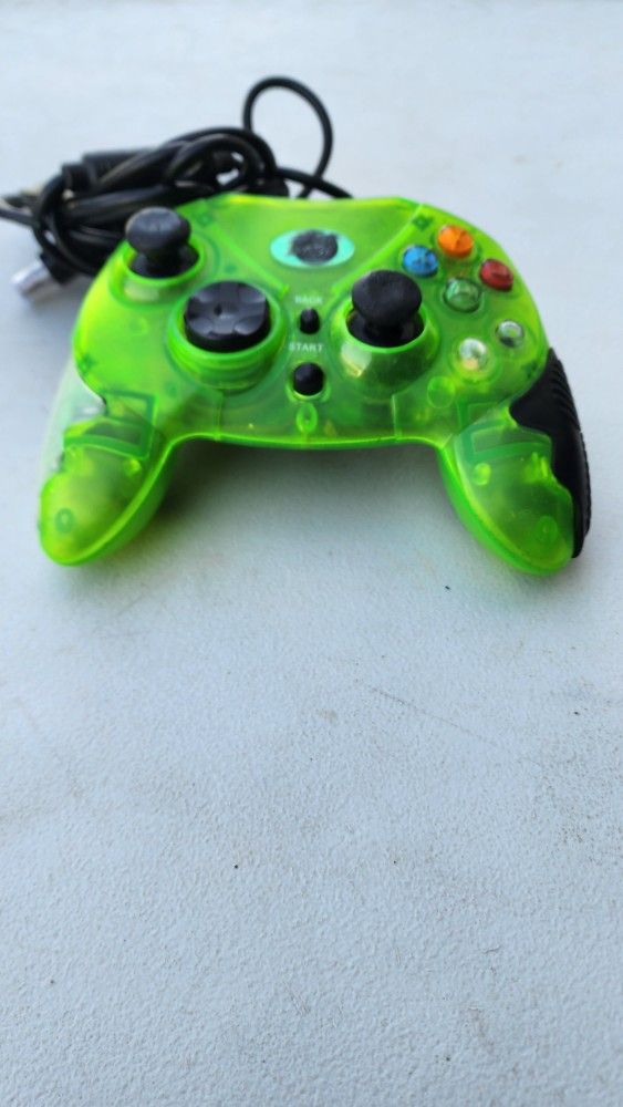 Original Xbox Controller Pelican Green Model PL 2023 With Connecting Adapter