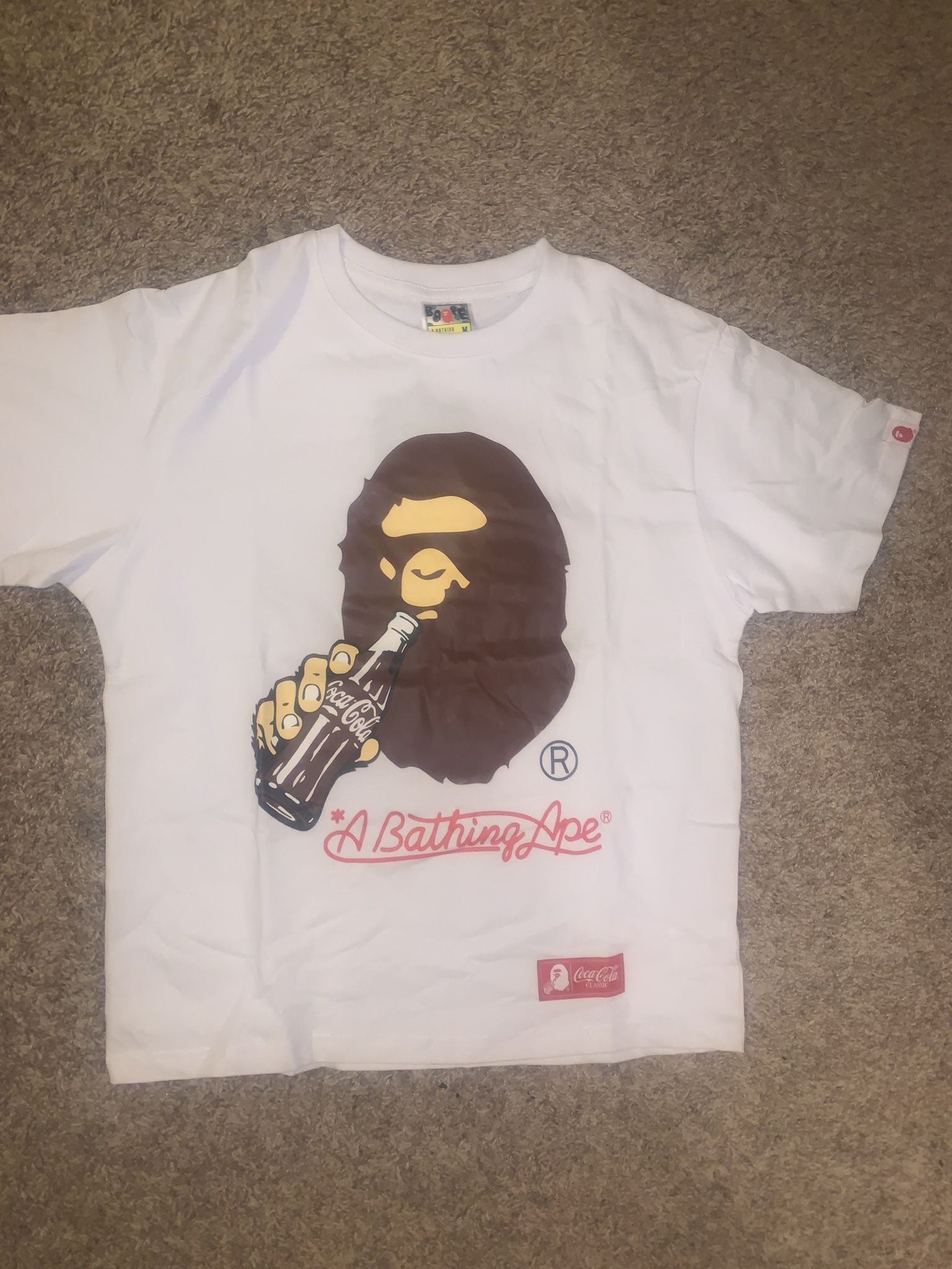 Bape white Coca Cola ape head tee